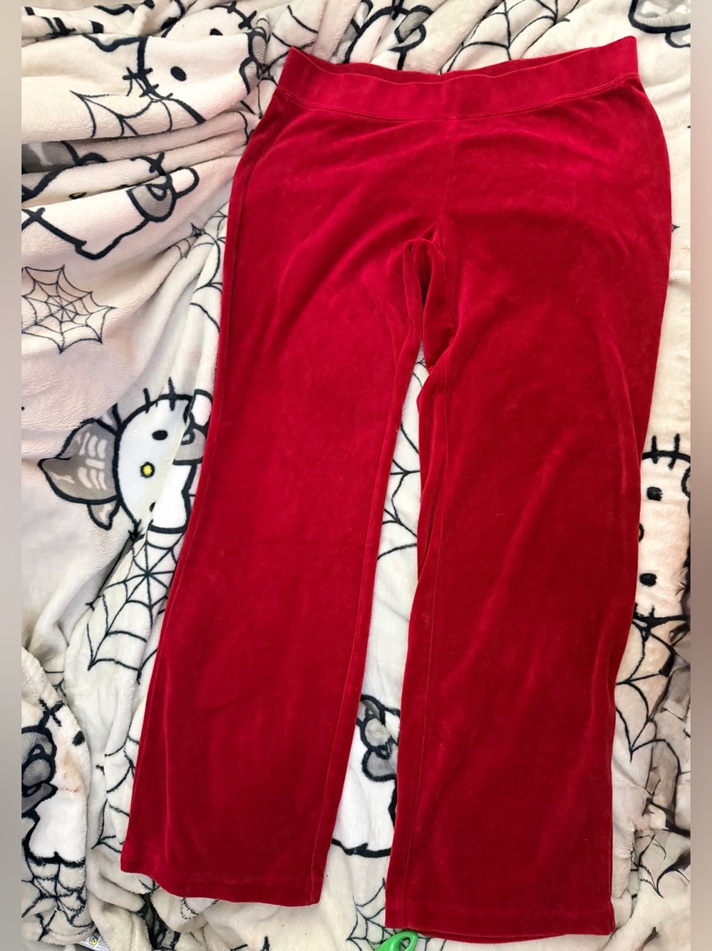Y2K Velour Track pants Plain red